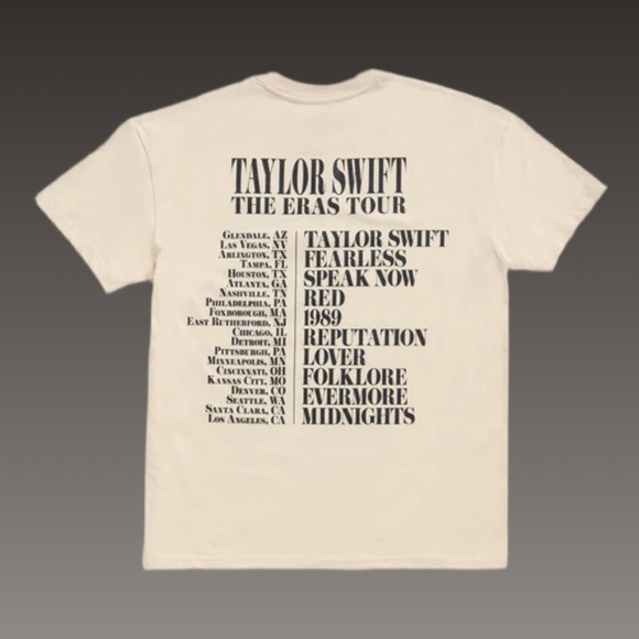 NWT TAYLOR SWIFT | THE ERAS TOUR US DATES BEIGE T-SHIRT 3XL - Picture 2 of 3